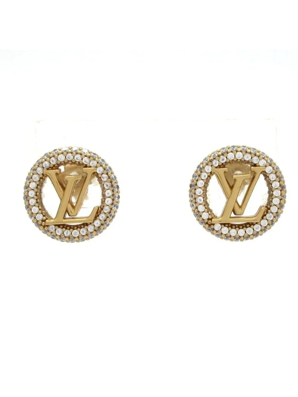 Louis Vuitton Earrings Book le Dreil by Knight Gold Clear LV Motif